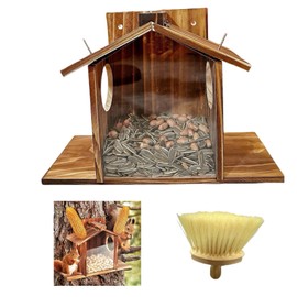 Squirrel House,Eco-Friendly Natural Wood,Perfect for Storing Nuts and Corn, Squirrel Feeder for Outside, Insulated and Breathable,Adaptable to All Kinds of Weather