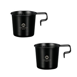 CAMPINGMOON 2pc set 304 Stainless Steel Small Little Camping Mug Cup 7oz, 210ml Black BKS-190-2P