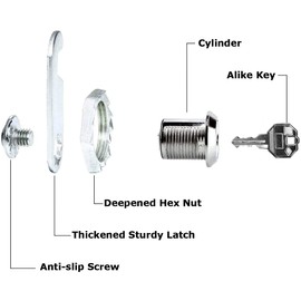 Fosiya 5 Pack 5/8" Inch Zinc Alloy Premium Cabinet Cam Locks, Alike Keyed Cam Lock Set, Secure Files Drawers Mailbox RV Camper Door Tool Box