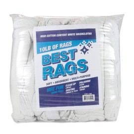 Arkwright W11 Terry Cleaning Rags Bulk - 100% Cotton Quick Dry Absorbent Reusable Towels, Multi-Purpose Cloths for Kitchen, Car, Bathroom, Gym, and Bar, 10 lb, White