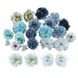 ATBUSS 24 Blue Simulated Flowers, Home Decoration, Artificial Flowers Set, Wedding Ambience Sensory Flower Arrangement Decoration, Suitable for Wedding, Valentine's Day Party