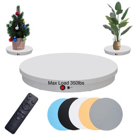 JAYEGT Motorized Rotating Display Stand, 350Lbs Load，360 Degree Electric Rotating Potography Turntable for Products Display，Live Show， Remote Control +5 Colors Backgrounds (White / 20.5inch /Wired)