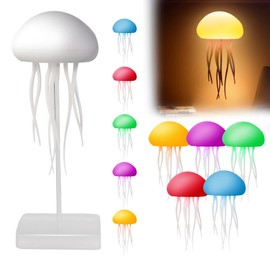Jellyfish Lamp, RGB Gradient Jellyfish Bedside Lamp, Voice Control Jellyfish Lamp with Dancing Legs, Rechargeable Jellyfish Table Lamp with Touch Sensor for Bedrooms, Living Room (Hanging + Base)