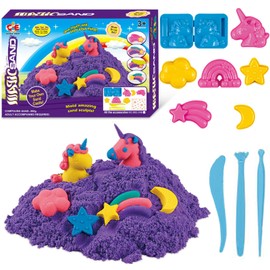 BETURETOP Play Sand Art Kit for Kids, DIY Sensory Sand Play Set with Magic Color Sand, Unicorn Rainbow Molds and Tools, Beach Sand Craft Sensory Toys Unicorn Gifts for Girls Toddler Ages 3 4 5 6 7 8