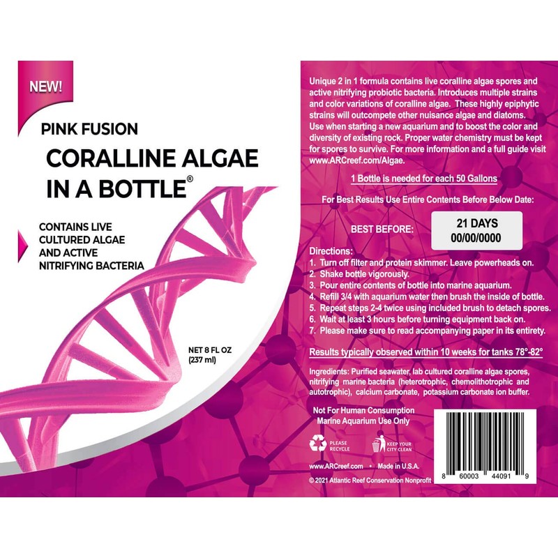 Coralline Algae in a Bottle + Nitrifying Bacteria for Saltwater
