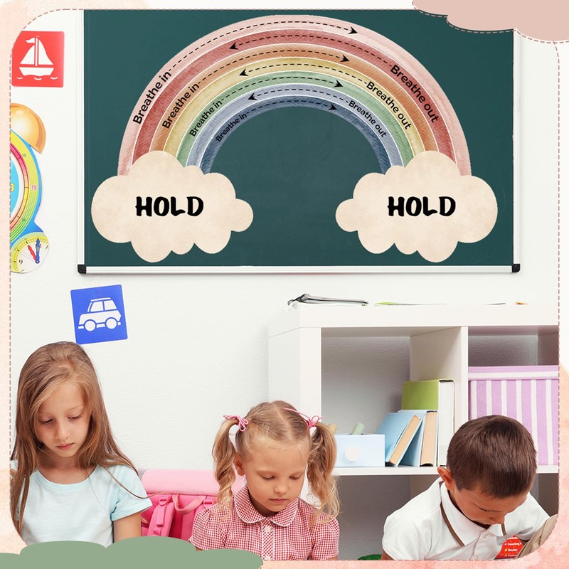 Janlaugh Large Calming Corner classroom Poster Rainbow Breathing Poster Breath