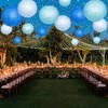 YUNXUAN Paper Lanterns Decorative, Blue Hanging Paper Lanterns with Lights