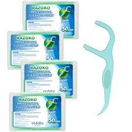 RAZOKO Dental Floss Picks Extra Strong Flosser Pick Toothpicks Fresh Mint 200 Count