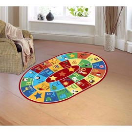 Furnish My Place 745 ABC with Animal ABC Area Rug for Kids, Educational Alphabet, Animals Children Rug, Multicolor (3'3"x5' Oval)