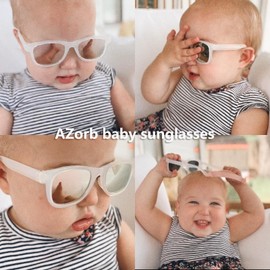 Polarized Sunglasses for Baby with Strap 100% UV Protection Shades for Toddler girls boys Age 0-24 Months 2 Pack(Opal/Pink Mirror+Light Pink/Purple Pink Mirror)