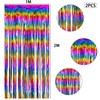 Wqafe 2PCs Rainbow Glitter Tinsel Curtains 3.2x6.5ft Foil Iridescent Curtain