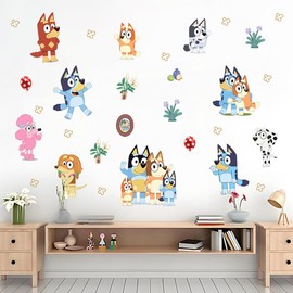DERUN TRADING Wall Decals for Bluey Peel and Stick Cute Poodle Stickers for Baby Kids Nursery Girls Bedroom Living Room Decoration（Wall Mural）