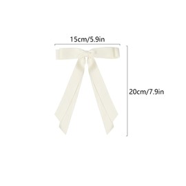 2 Pack Hair Bows for Women, Bow Hair Clips French Barrette with Long Silky Satin Hair Ribbons for Women Girls(Black, Beige)