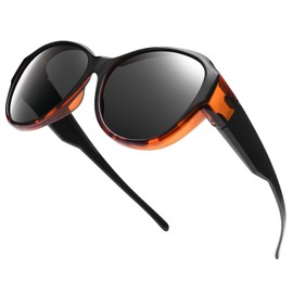 Br'Guras Polarized Oversized Wrap Around Shield Sunglasses Fit Over Sunglasses for Woman Man(Amber leopard/black, Black)