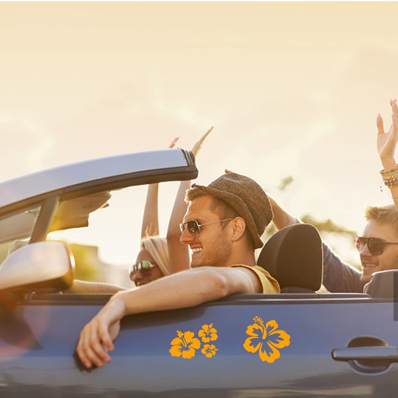 GORGECRAFT GORGECRAFT Hibiskus Blumen Auto Aufkleber Hawaiianische Aufkleber Gold Vinyl