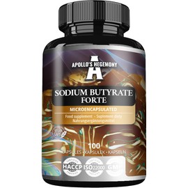 Sodium Butyrate Forte 400mg - 100 Vegan Capsules - 100 Day Supply - Supplement to Support Overal Gut Health - by Apollo's Hegemony