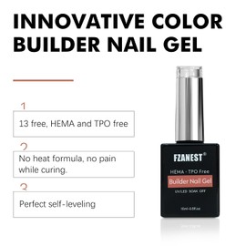 FZANEST Hema Free Builder Nail Gel, Nude Pink Hard Builder Gel for Nail Apex and Extension Strengthener in a Bottle LED UV Soak Off Gel Nail Polish