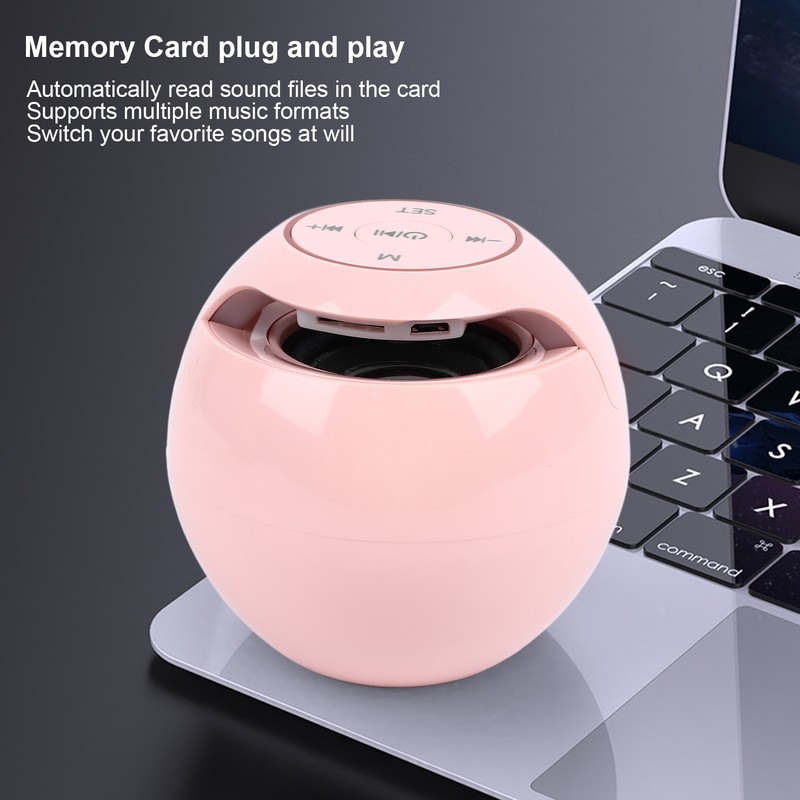 Bluetooth Clock Speaker Round Small Support Memory Card Wireless Alarm