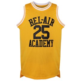 JKNAKN The Fresh Prince of Bel Air 25 Carlton Banks Basketball Jersey,90s Hip Hop Clothes for Party Men (XXX-Large, 25 Yellow)