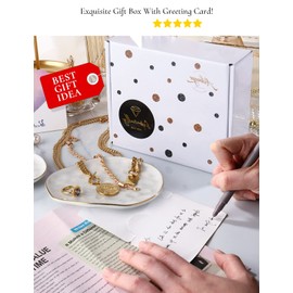 AISBUGUR Jewelry Dish Set of 2, Large Jewelry Tray for More Jewelry Ring Dish Jewelry Bowl with Beautiful Package and Greeting Card Perfect for Birthday Gifts for Women