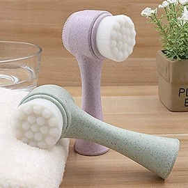 Brush, Portable Double-Sided Silicone Brush Soft and Gentle Facial Cleansing Facial Massage Facial Cleansing Skin Rotating Brush (Color : A)