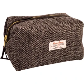 Vagabond Bags Harris Tweed Herringbone Medium Boxy Holdall Bag, Black & White, 23 cm