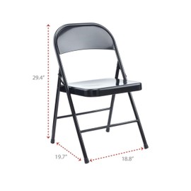 Alera Alera Armless Steel Folding Chair, Supports Up to 275 lb, Black Seat, Black Back, Black Base, 4/Carton