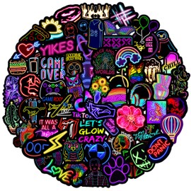 100 PCS Neon Mixed Stickers for Laptop Vinyl Kawaii Stickers Pack Decals for Water bottle Moto Bicycle Skateboard Luggage Phone Decor Graffiti Stickers for Kids, Teens and Adults