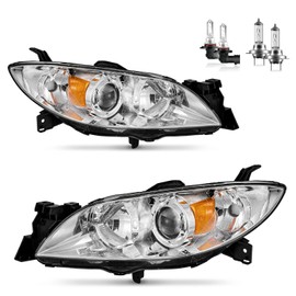 KarSpareHub Headlights for 2004-2009 Mazda 3 Sedan Headlamp Replacement, Driver+Passenger Side, Does NOT fit Factory HID Models or Hatchback Models
