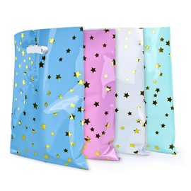 Fidqiog 40 Pcs Reusable Gift Bags, 6.69 X 9.84inch 4 Colors Loot Bags, Durable Plastic Gift Bag for Birthdays, Canadian Holiday Celebrations and Various Kinds of Party Favor Bags