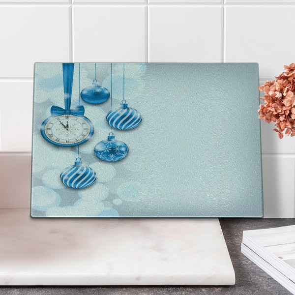 Ambesonne Clock Cutting Board, New Year Theme with A Clock