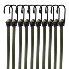 Heavy-Duty Weatherproof & UV-Resistant Bungee Cords with Hooks, Set of 10, 45 cm (approx. 18 inches), for Camping, RVs, and Luggage Racks
