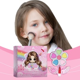 Lazy Children's Eyeshadow Makeup Palette, Children's 6 Colours Eyeshadow, Children's Eyeshadow with Eyeshadow Pen, Children's Eyeshadow with Lipstick, for Radiant and Creative Looks for Girls from 5