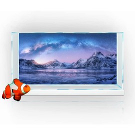 Dtekoj 48X24IN Winter Aurora Borealis Night Sky Aquarium Background, Arctic Snow Capped Mountains Lake Scenery Nature Landscape Fish Tank Decorations Background, Christmas Art Terrarium Background