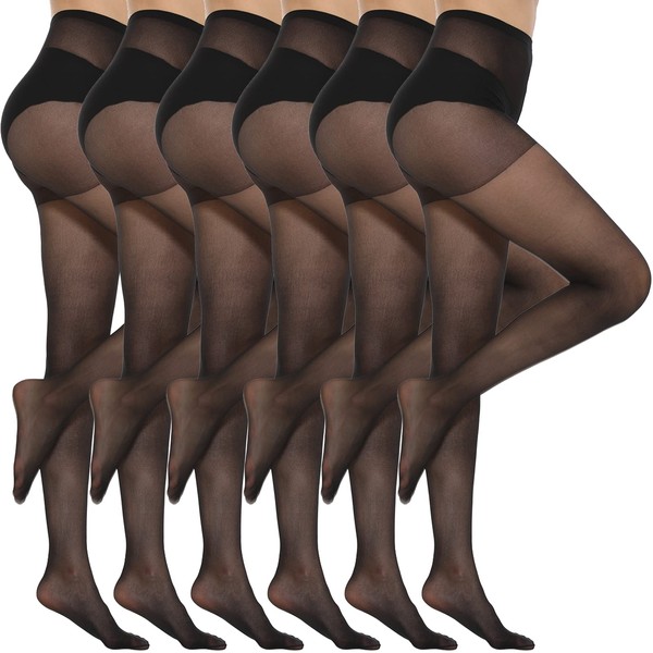 Yilanmy Pack of 6 Tights for Women 20 Denier Transparent
