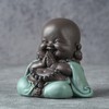 JUJOYBD Small Laughing Buddha, Cute Monk Statue, Ceramic Ornaments Figure,