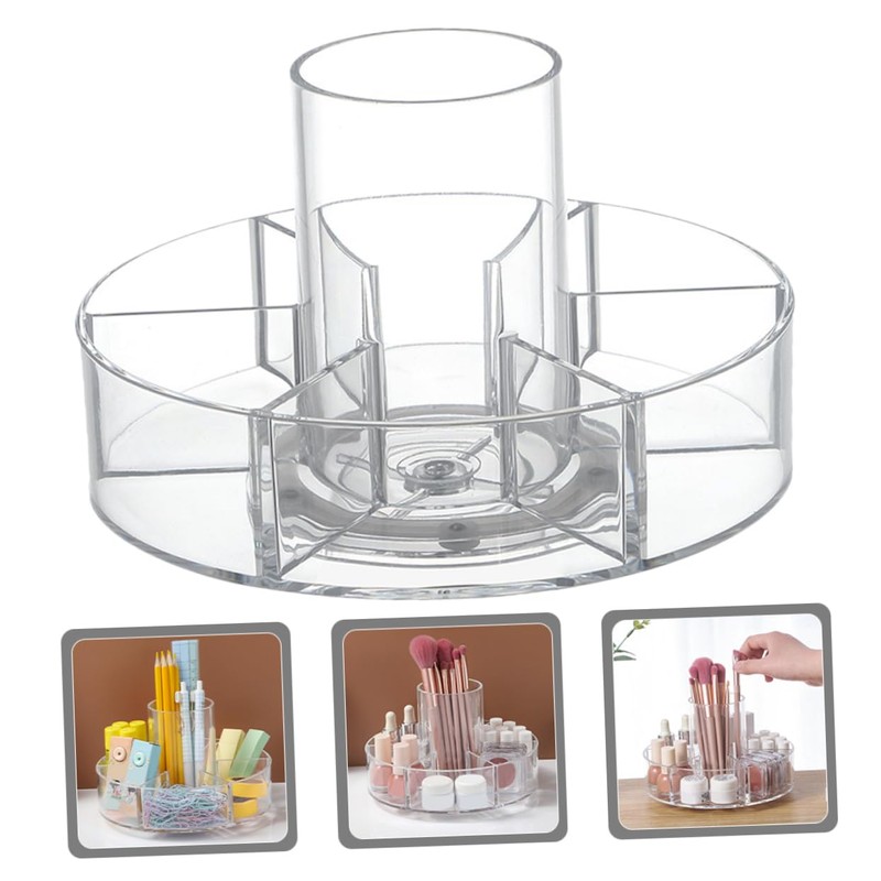 Ciieeo Rotating Makeup Organizer Divided Compartments Turntable Storage for Cosmetics