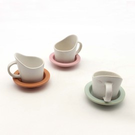 Dalsalt Real Estate Beauty Salon School Recommended Ceramic Paper Cup Holder/Saucer Set (21 Colors), Lemon + Blue / 달소금 부동산 미용실 학교 추천 도자기 종이컵 홀더/받침세트(21color), 레몬+블루