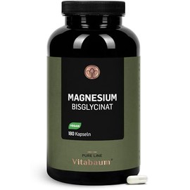 Vitabaum Magnesium Bisglycinate - 320 mg Elementary Magnesium per Day - High Dose & Chelated - 180 Capsules - 3 Month Supply - Vegan, Gluten Free, Lactose Free