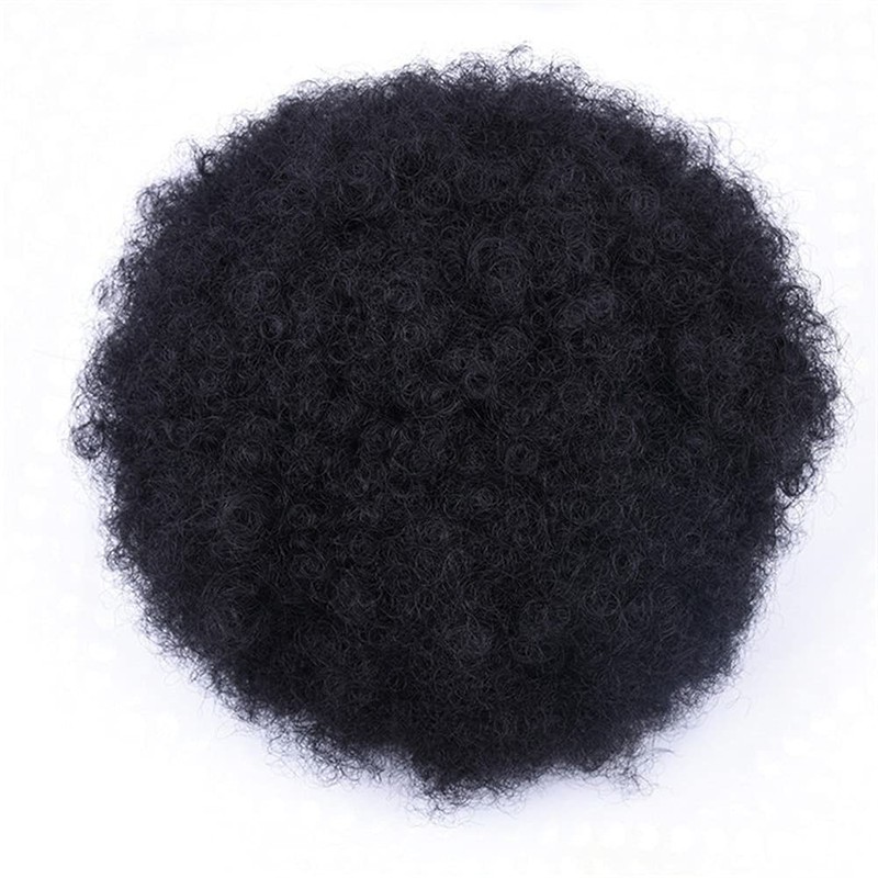 Afro Puff Drawstring Pferdeschwanz Synthetic Curly Natural Extension Haarteile (Black-1)
