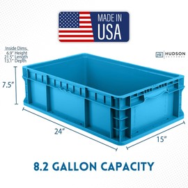 Hudson Exchange 24 x 15 x 7.5" (2 Pack) Straight Wall Handled Storage Container Tote, Blue