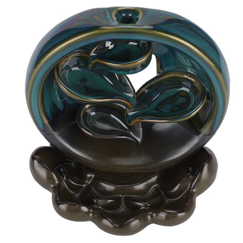 Backflow Incense Burner Waterfall Lotus Base Ceramic Holder Aromatherapy Ornament