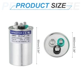 PATIKIL CBB65 Capacitor, 45+5uF 370-440 VAC 50/60Hz Aluminium CBB65 Air Conditioner Motor Starting Round Capacitor for HVAC Systems, Air Conditioner, Heat Pump