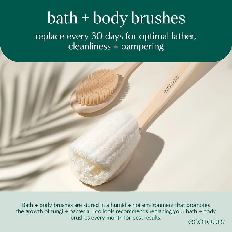 EcoTools Ecopouf Bath Brush, 2 Count (Colors May Vary)