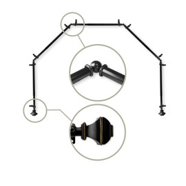 13/16" Moyat 5-Sided Bay Window Curtain Rod - Black