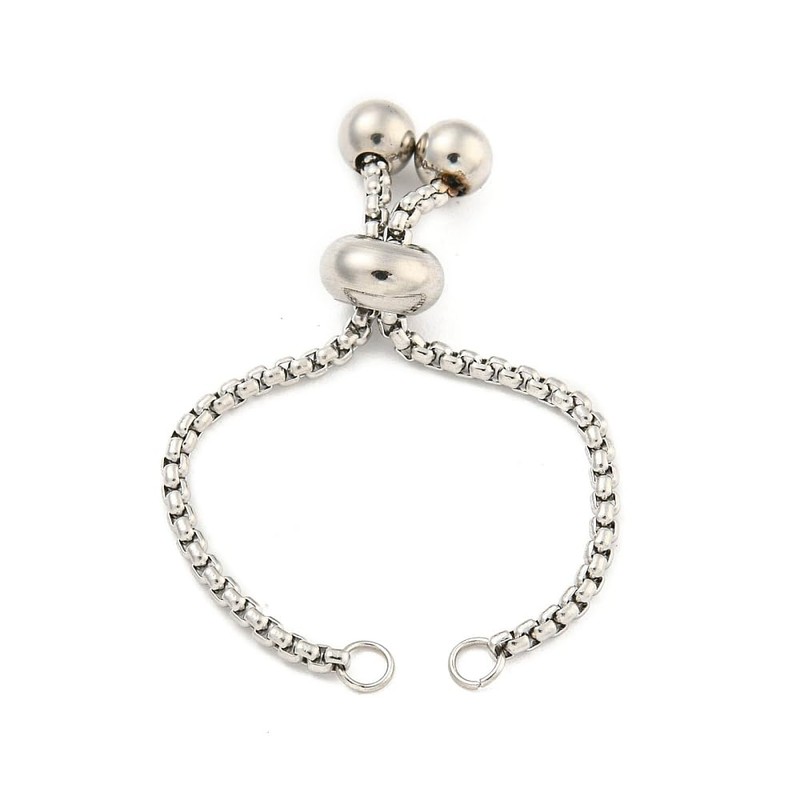 DanLingJewelry 10Pcs Adjustable Slider Chain Bracelet 11cm Stainless Steel Bracelet