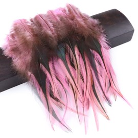 FEARAFTS Rooster Saddle Feathers for Crafts Decoration DIY Jewelry Making Dream Catcher Accessories Pack of 100 (Pink)
