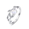 925 Sterling Silver Moonstone Ring Leaf Ring for Women Ring