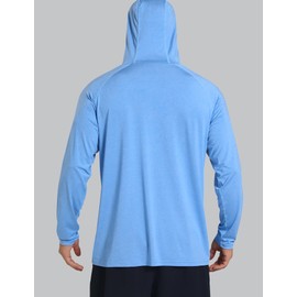 Light Face Men's Sun Protection Hoodie Shirts UPF 50+ Long Sleeve SPF UV Rash Guard Fishing Hiking Lightweight (Sky Blue, L)