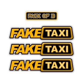 VALIANT COLLECTIONS | Fake Taxi Stickers - Drift Race Vinyl Sticker - Fake Taxi Decal Removable Detachable Waterproof Perfect Decor for Cars, Mirrors, Trucks, Walls, & Laptop - Pack of 3